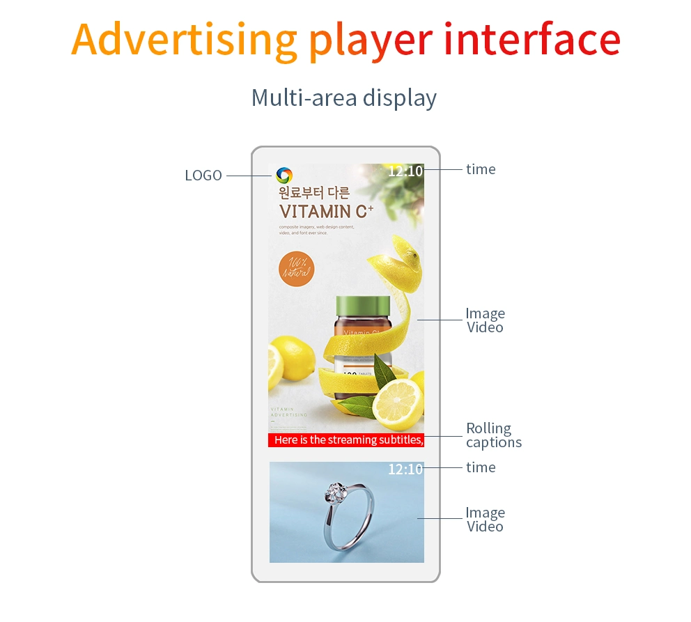 LCD Video Wall Mounted Touch-Screen Advertising Display with WiFi Tablet for LCD Displays Custom Kiosk