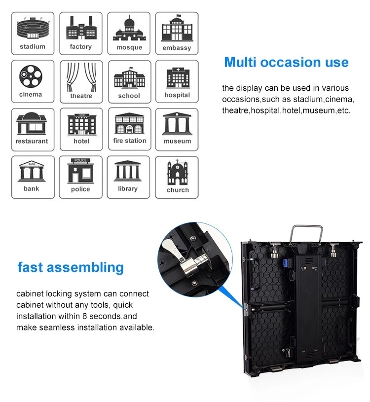 P2.976 Indoor Rental Die Casting Aluminum LED Screen High Brightness LED Video Wall Display