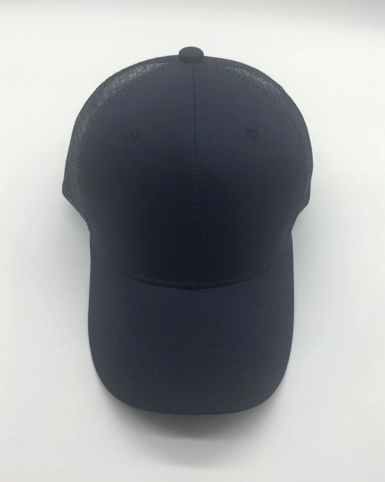 High Quality Black Pre-Curved Two Tone Cotton Twill Trucker 6 Panels Mesh Baseball Caps