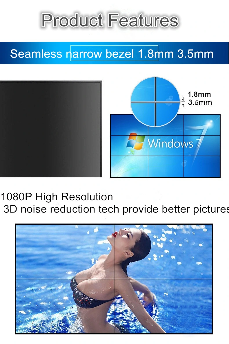 Wall-Mounted LED 49inch 700CD/M2 1.8mm Digital Signage Display Wall Screen with Software