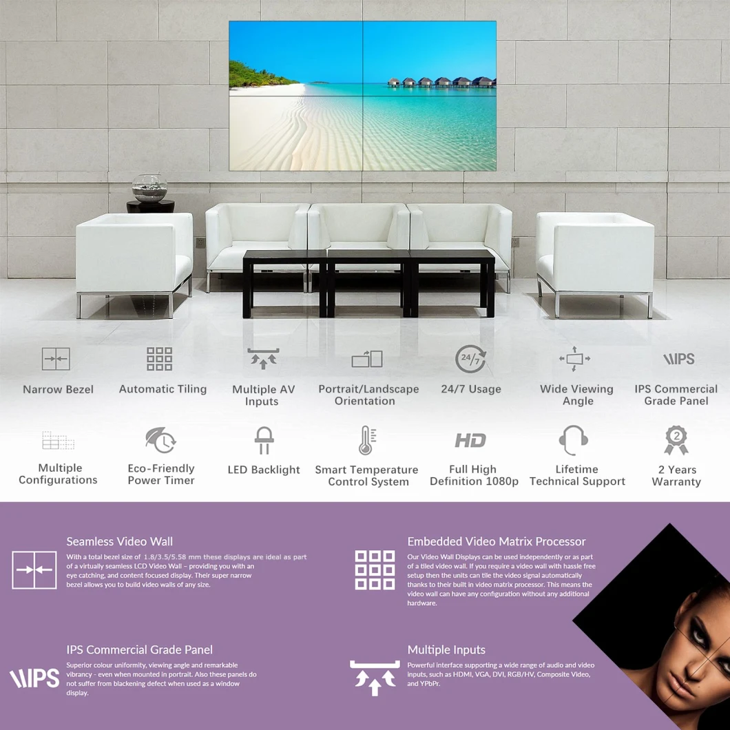 1080P Touch Advretising Panel 46 Inch 2X2 Video Wall Advertising 3G Advertising TV LED Digital Signage