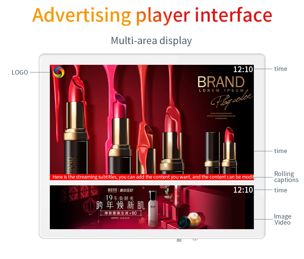 23 Inch Android WiFi Network Elevator Advertising Display Wall-Mounted LCD Advertising Player Digital Signage Displays