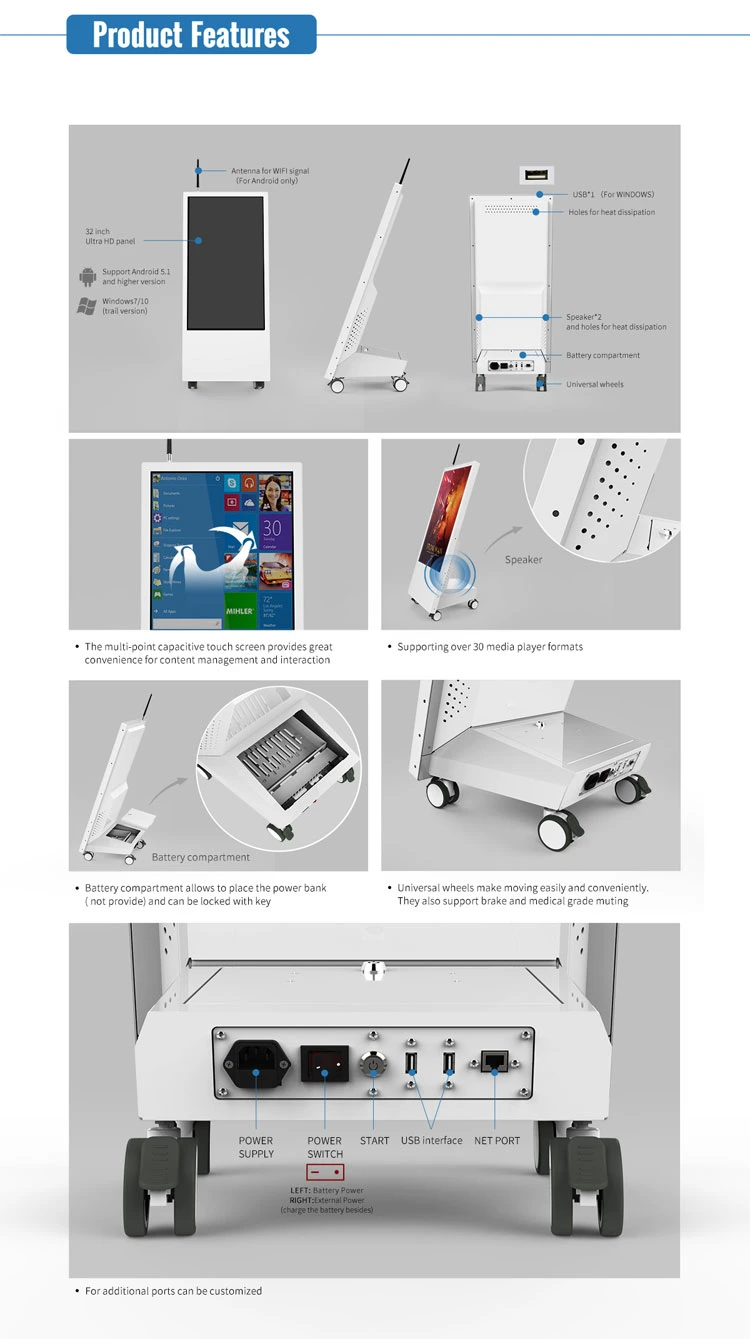 32inch Portable LCD Display Android 4G Network LED Screen for Advertising Use