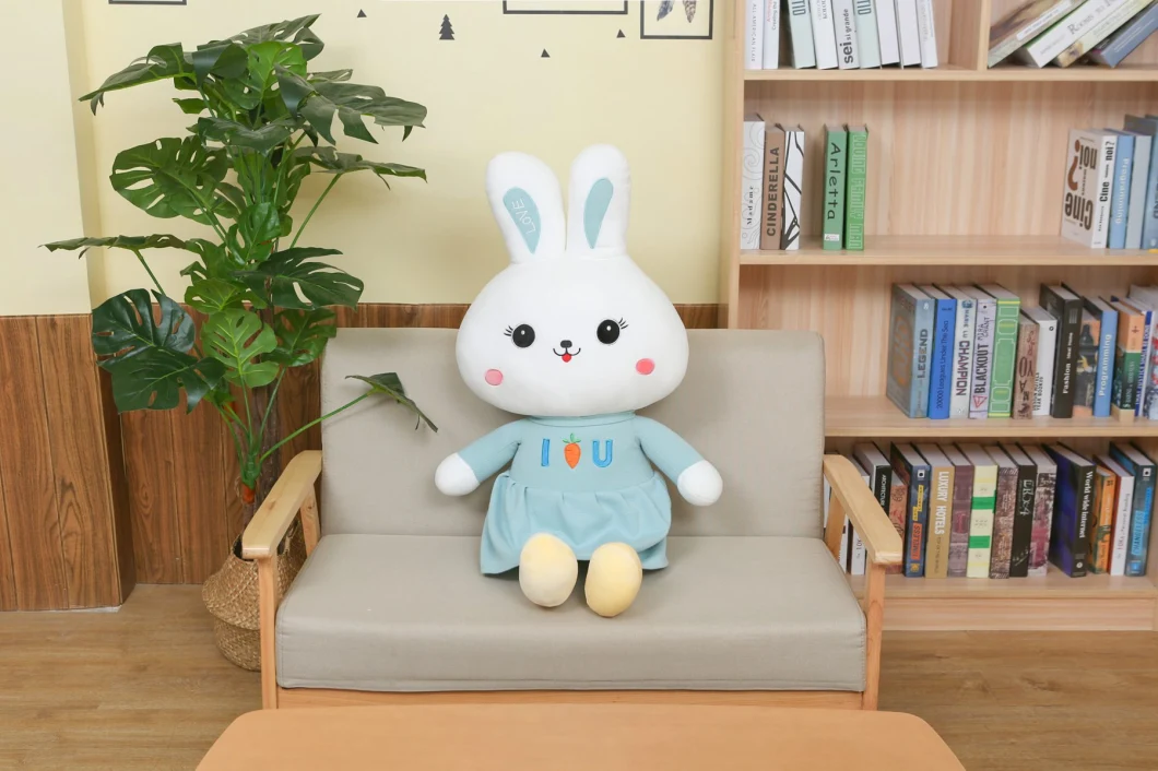 Adorable Design Soft Stuffed Rabbit Wearing Skirt Plush Rabbit with Cute Face