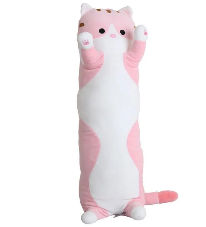 Animals Pillow Long Cuddly Cat Doll Stuffed PP Cotton Plush Pillow for Kids