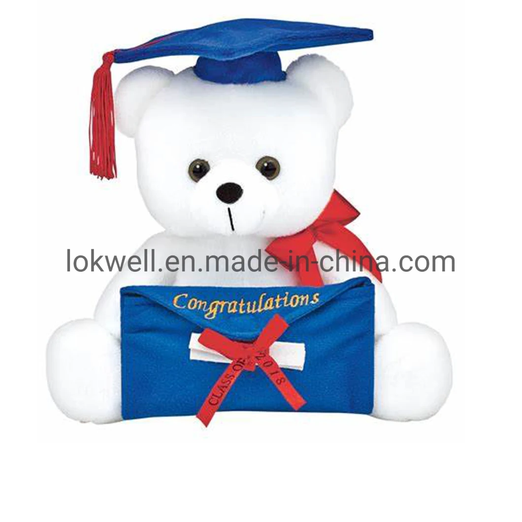 Custom Made Plush Brown Graduation Teddy Bear with Trencher Cap