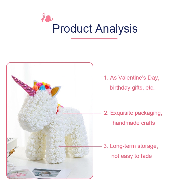 Wholesale Unicorn Rose Bear Artificial Soap Flower Rose Teddy Bear 40cm Box Valentines Day Rose Teddy Bear