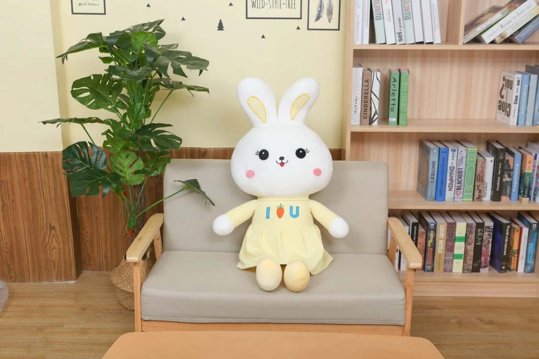 Adorable Design Soft Stuffed Rabbit Wearing Skirt Plush Rabbit with Cute Face