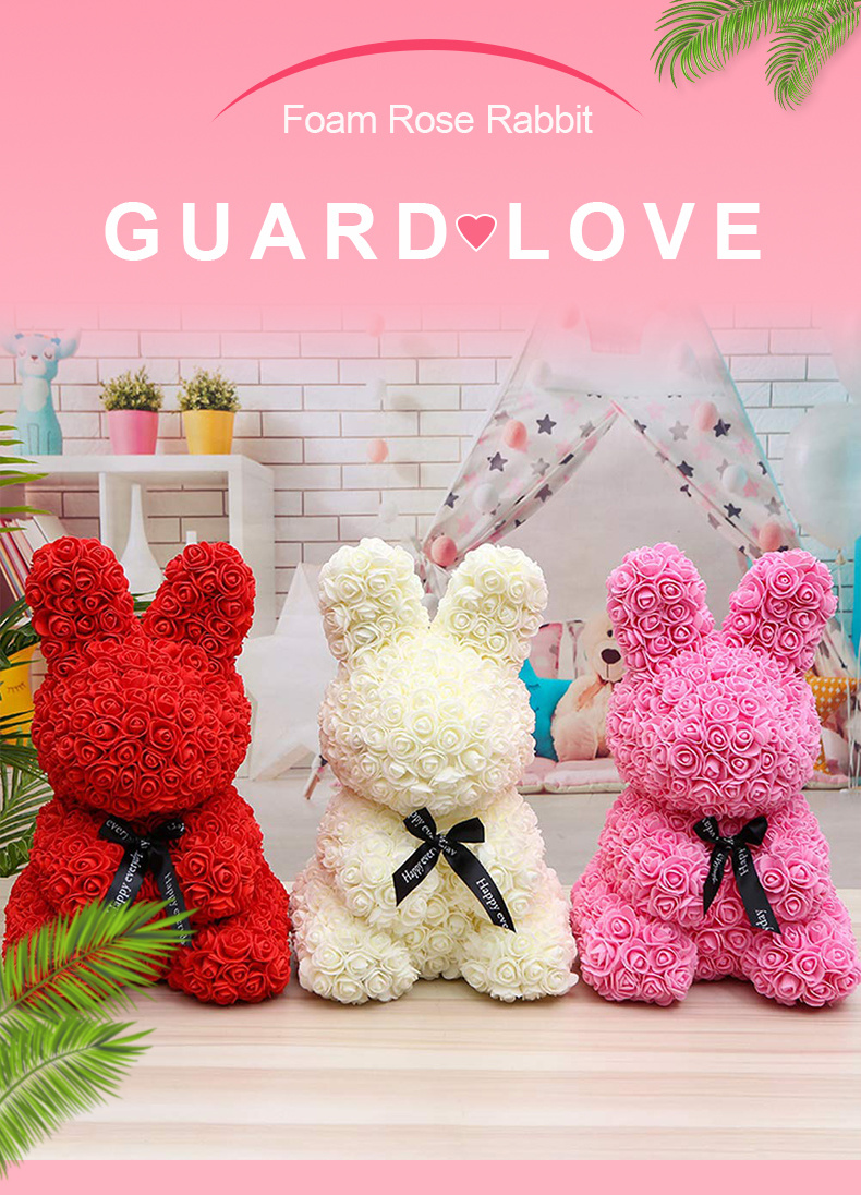 Romantic Foam Flower 42cm Rabbit Rose Valentine Gift Girlfriend Anniversary Gift Rose Rabbit