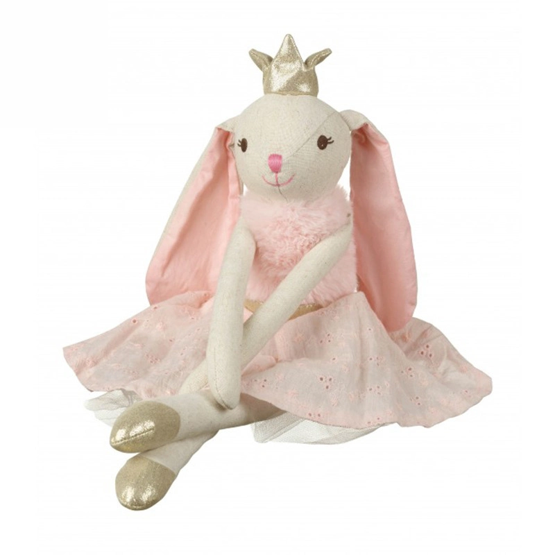 Factory OEM Designed Long Ear Toys Plush Rabbit Doll Bunny Princess Crown