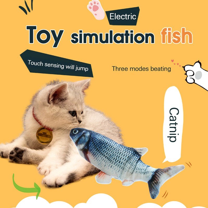 Cat Toy Simulation Creative 3D Fish Shape Cat Toy USB Electric Cat Toy