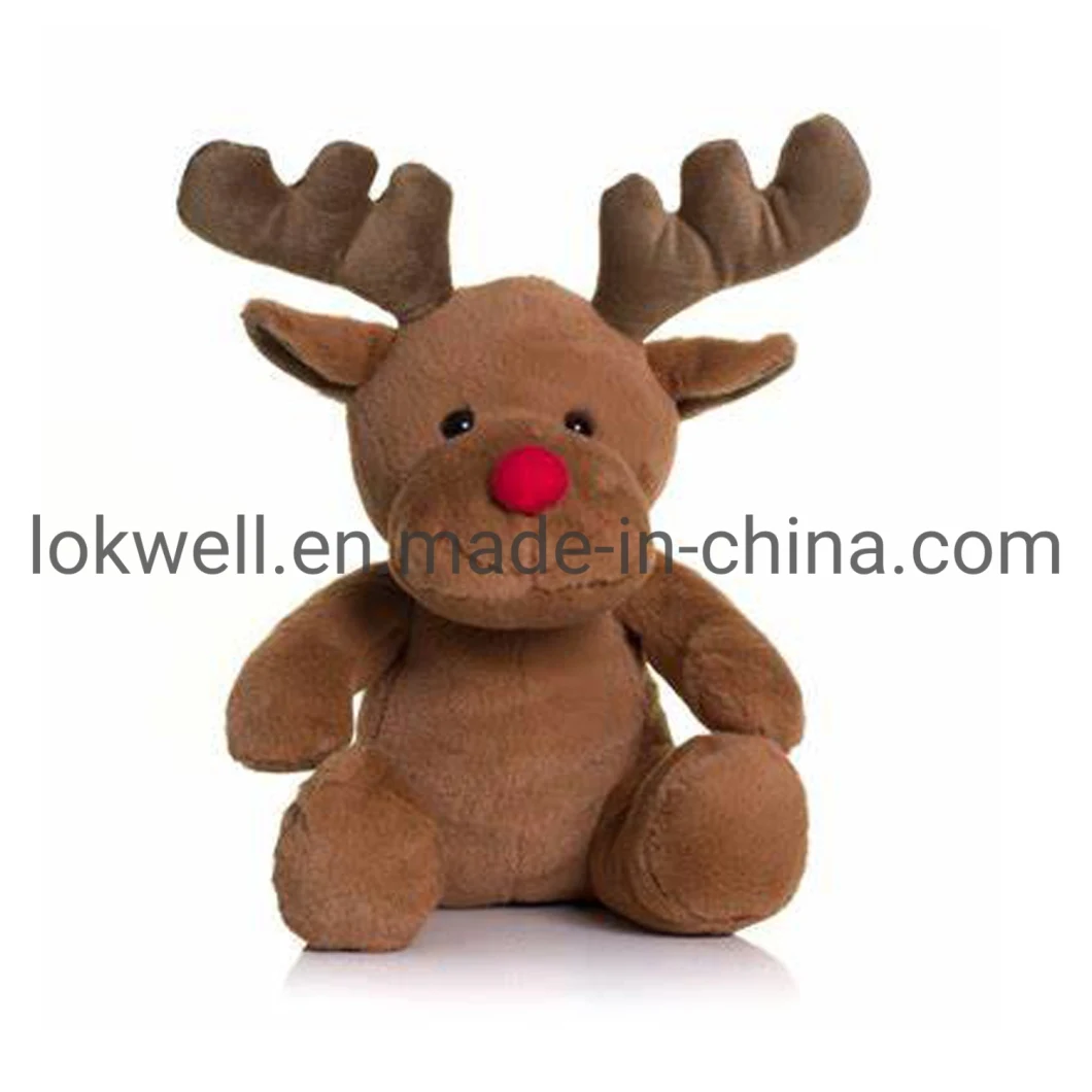 Plush Snow Bear with Antlers Stuffed Animals Christmas Toys