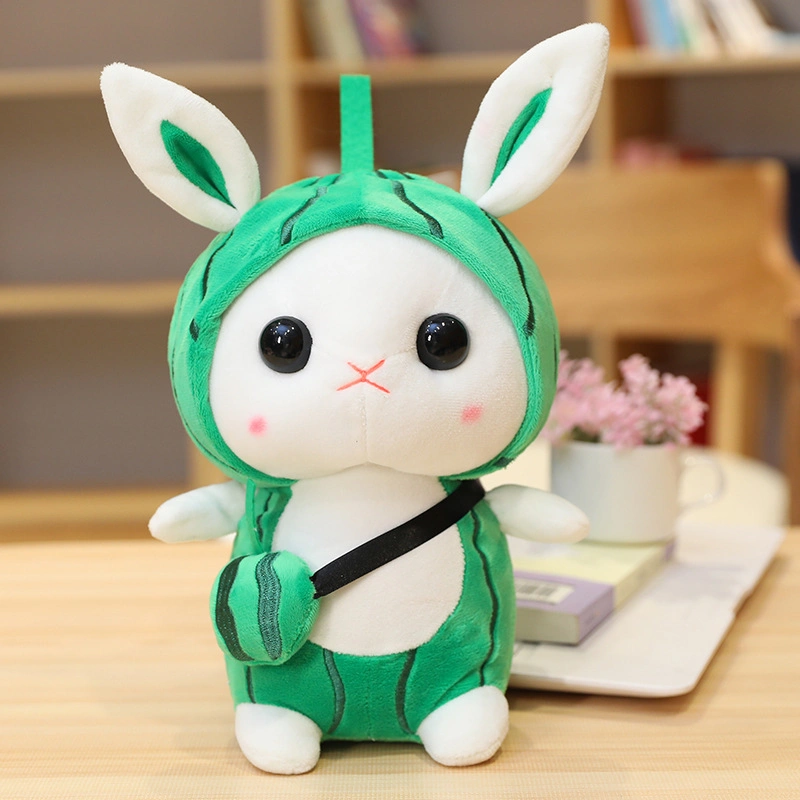 Adorable Soft Stuffed Rabbit Toy Wearing Fruit Hoodies Lovely Plush Rabbit Doll