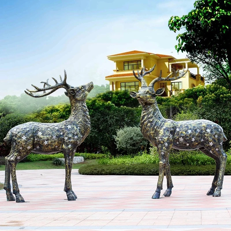 Outdoor Garden Sculpture Resin Customized Famous Animal Sculptures Model Life Size Figurine Resin Fawn Garden Animal