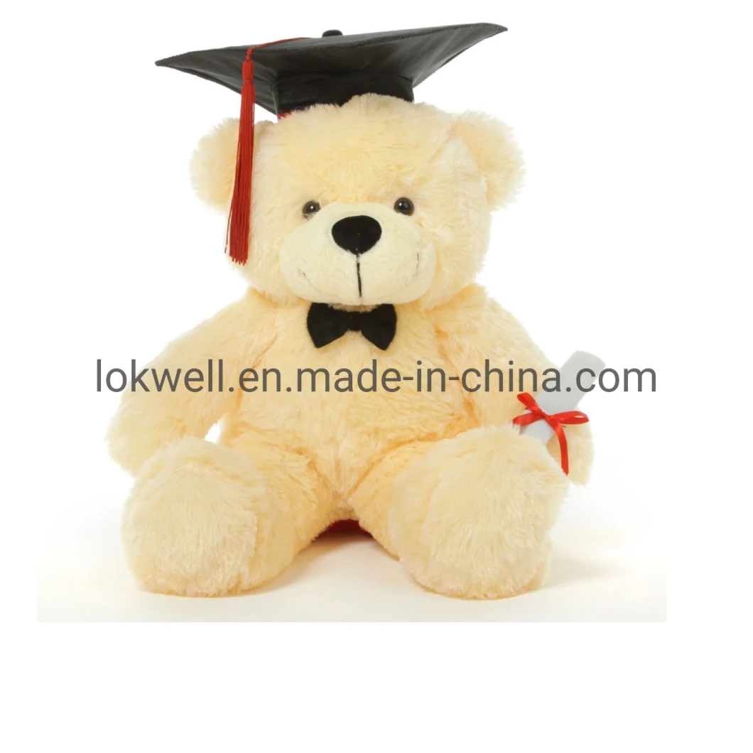 Custom Made Plush Brown Graduation Teddy Bear with Trencher Cap