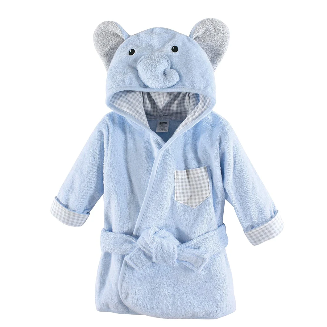 Baby Unisex Baby Cotton Animal Face Bathrobe, Smart Elephant, One Size