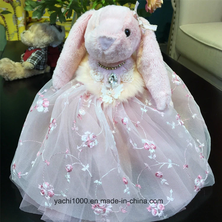 New Styles Soft Animal Plush Wedding Rabbit Toy with Dress