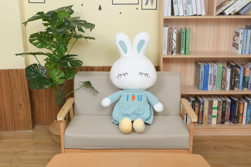 Adorable Design Soft Stuffed Rabbit Wearing Skirt Plush Rabbit with Cute Face