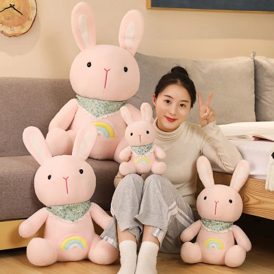 30-75cm Soft Stuffed Plush Baby Toy Lovely Cartoon Rabbit with Emb Rainbow