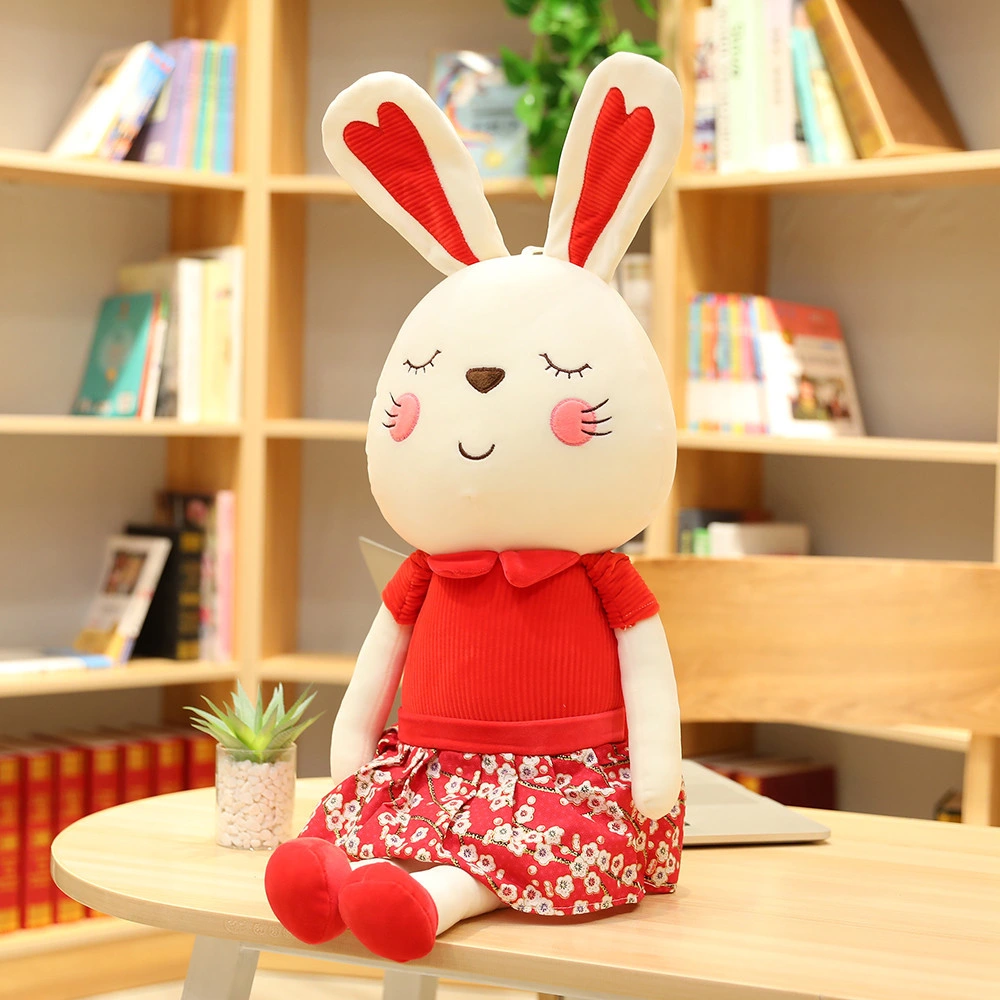 New Design Sitting Cute Rabbit with Skirt Plush Closing Eyes Rabbit Toy for Kids