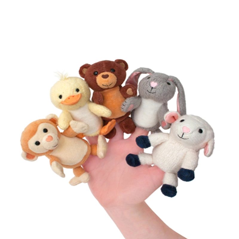 Fashion Baby Toy Custom Cute Stuffed Soft Plush Animals Monkey/Duck/Sheep/Bear/Rabbit Finger Puppet