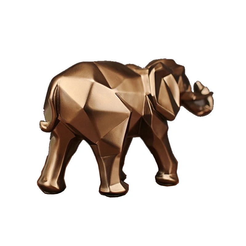 Abstract Geometric Desk Decorative Resin Elephant Modern Animal Figurine Home Decor Gold Resin Elephant