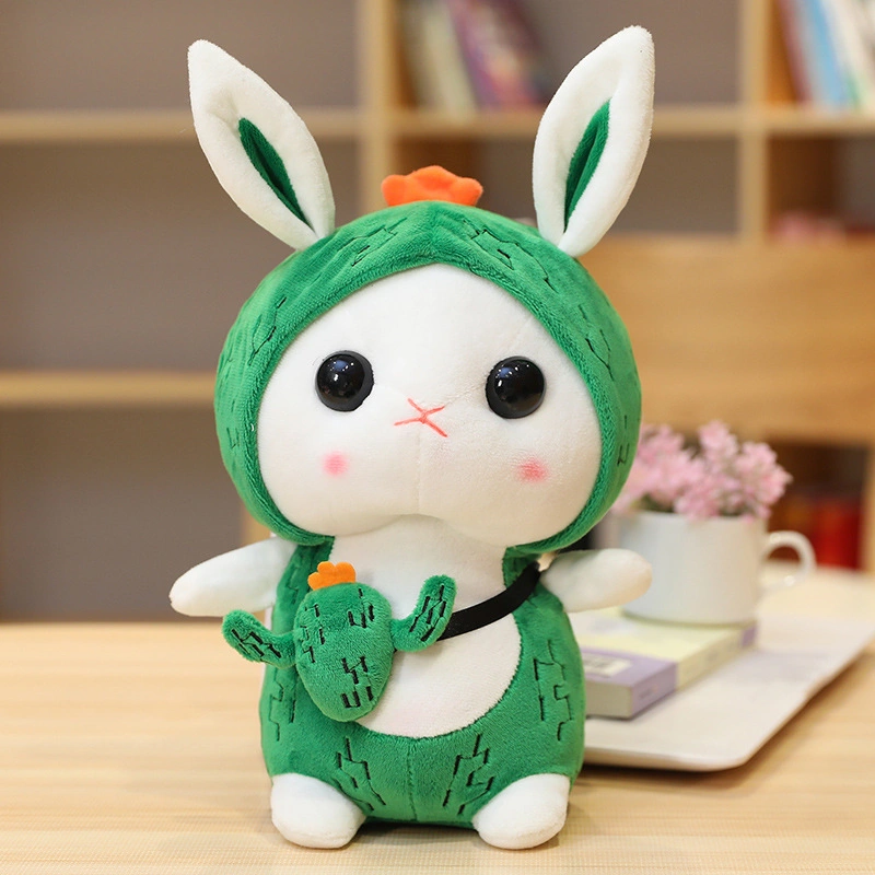 Adorable Soft Stuffed Rabbit Toy Wearing Fruit Hoodies Lovely Plush Rabbit Doll