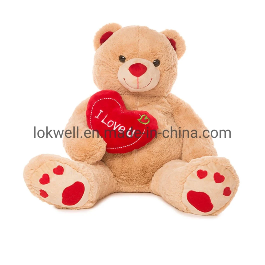 White Teddy Bear with Red Heart Valentine's Gift Plush Stuffed Animals