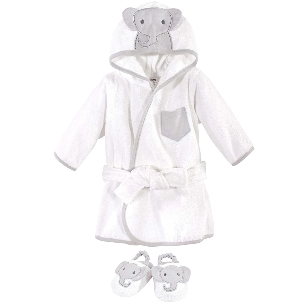 Baby Unisex Baby Cotton Animal Face Bathrobe, Smart Elephant, One Size