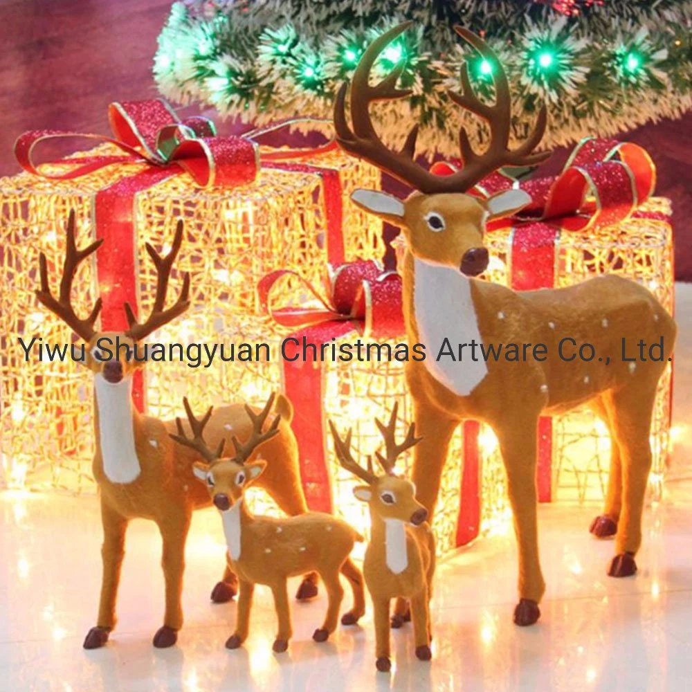 Real Looking Deer Hanging Toy Miniature Arts Fur Reindeer Animals