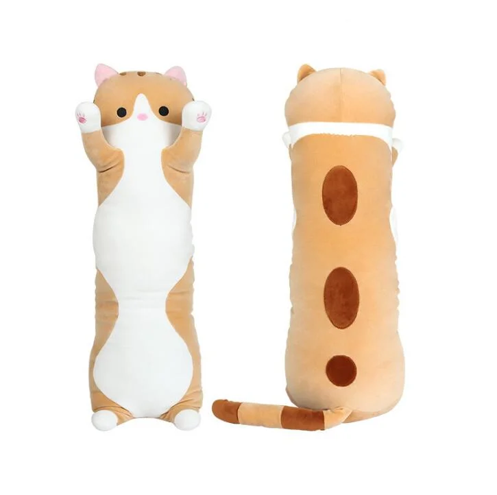 Animals Pillow Long Cuddly Cat Doll Stuffed PP Cotton Plush Pillow for Kids