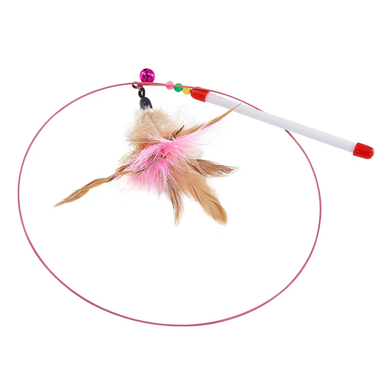 Pink Steel Feather Interactive Cat Toy Elastic Feather Funny Cat Toy