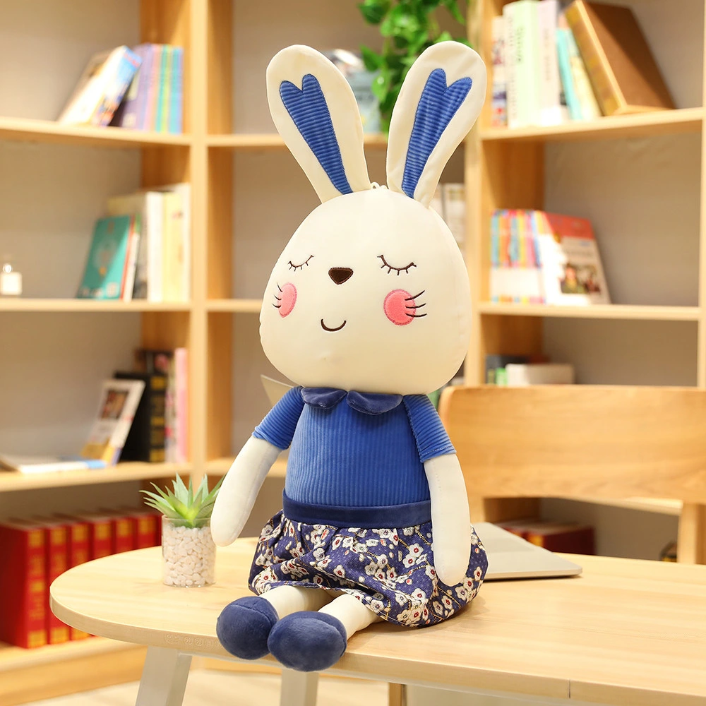 New Design Sitting Cute Rabbit with Skirt Plush Closing Eyes Rabbit Toy for Kids