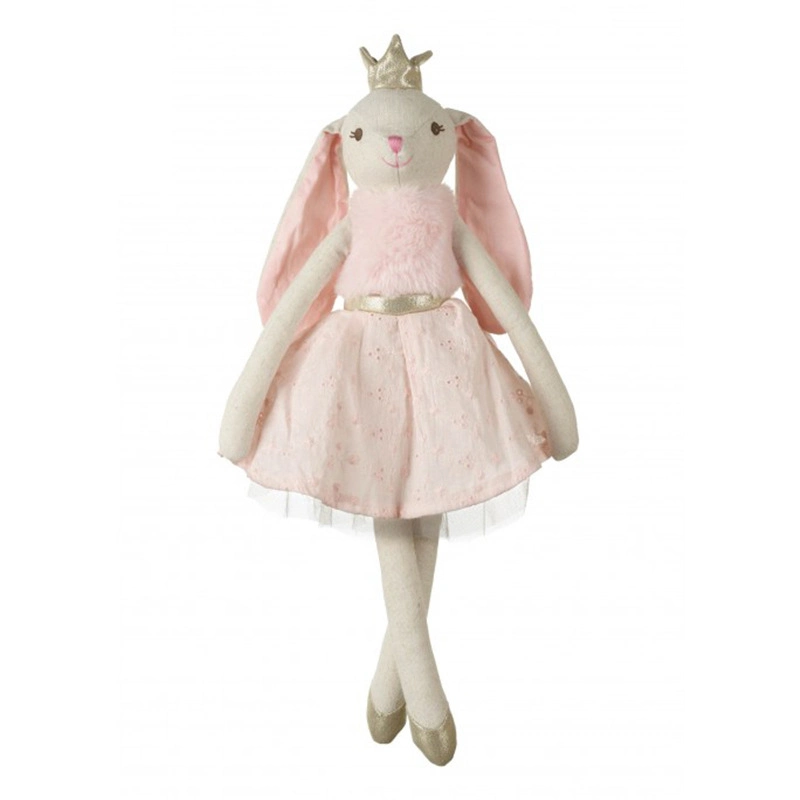 Factory OEM Designed Long Ear Toys Plush Rabbit Doll Bunny Princess Crown