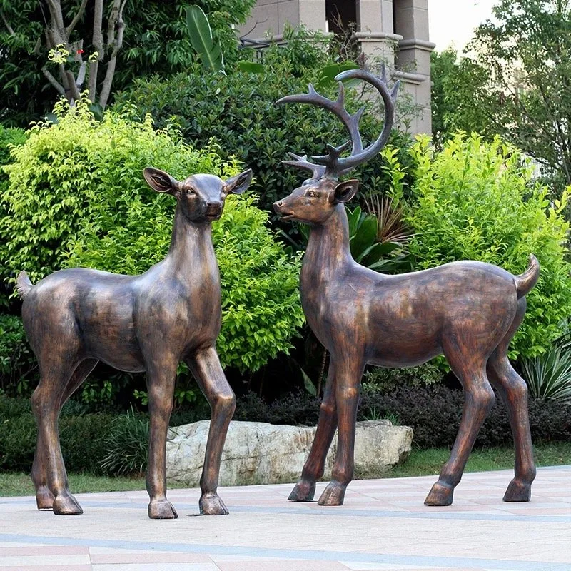 Outdoor Garden Sculpture Resin Customized Famous Animal Sculptures Model Life Size Figurine Resin Fawn Garden Animal