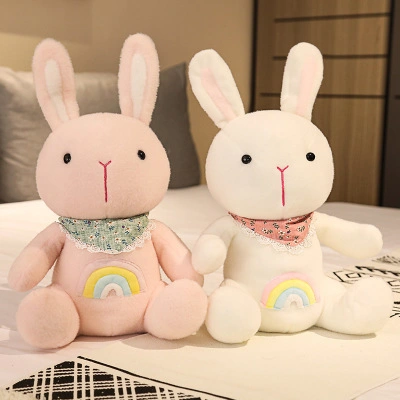 30-75cm Soft Stuffed Plush Baby Toy Lovely Cartoon Rabbit with Emb Rainbow