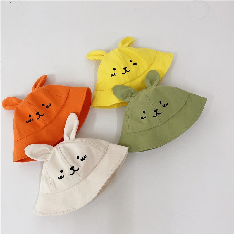 Baby Spring Hat Cute Baby Cartoon Cute Rabbit Solid Color Bucket Hat