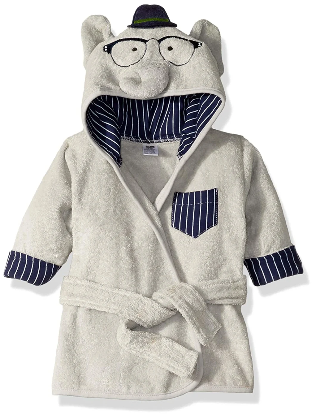 Baby Unisex Baby Cotton Animal Face Bathrobe, Smart Elephant, One Size