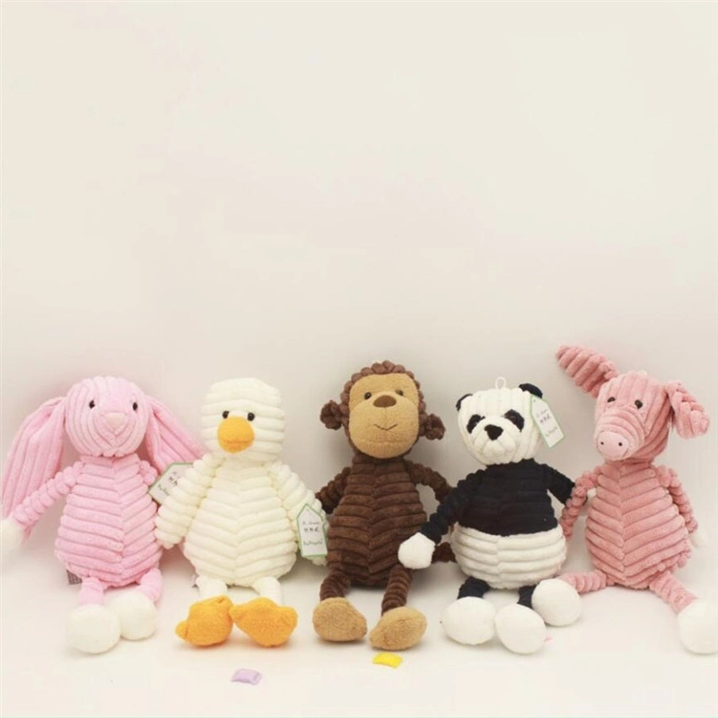 Cute Torest Animal Plush Toy Stripe Baby Elephant Lion Fox Rabbit Pig Panda Duck Monkey Soft Stuffed Toys