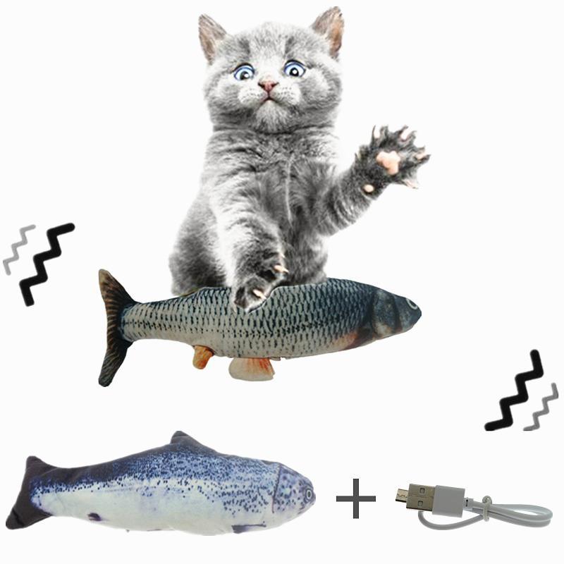 Cat Toy Simulation Creative 3D Fish Shape Cat Toy USB Electric Cat Toy