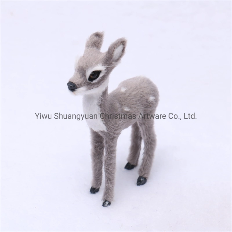 Real Looking Deer Hanging Toy Miniature Arts Fur Reindeer Animals