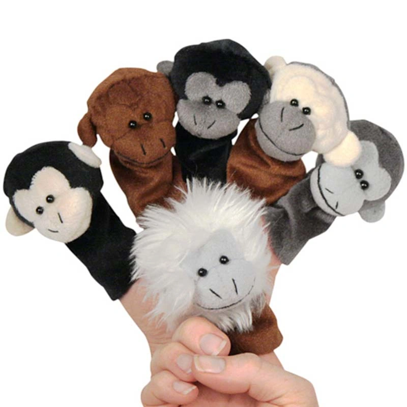 Fashion Baby Toy Custom Cute Stuffed Soft Plush Animals Monkey/Duck/Sheep/Bear/Rabbit Finger Puppet