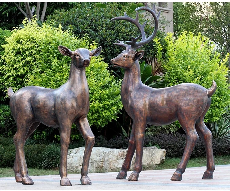 Outdoor Garden Sculpture Resin Customized Famous Animal Sculptures Model Life Size Figurine Resin Fawn Garden Animal