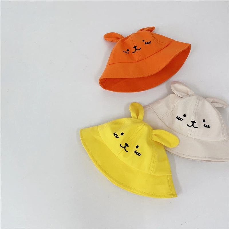 Baby Spring Hat Cute Baby Cartoon Cute Rabbit Solid Color Bucket Hat