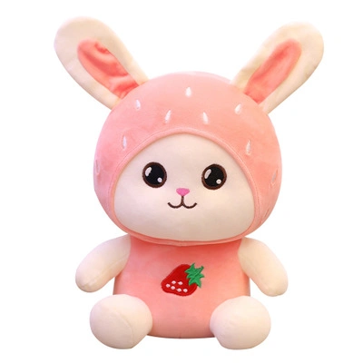 23-40cm Soft Stuffed Plush Baby Toy Cartoon Rabbit with Emb Fruit and Hat