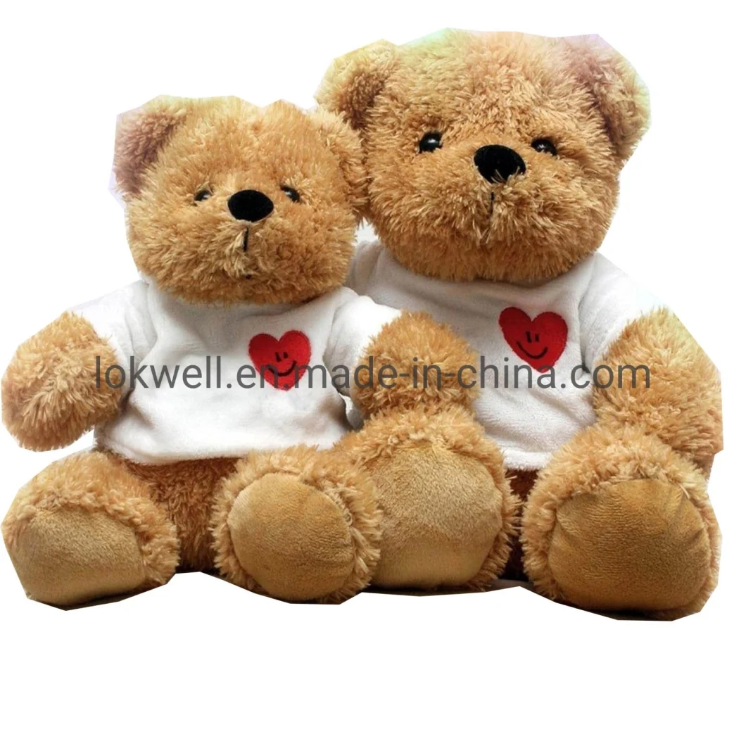 Customized Plush Brown Teddy Bear Stuffed Toys Sweet Valentine Gift