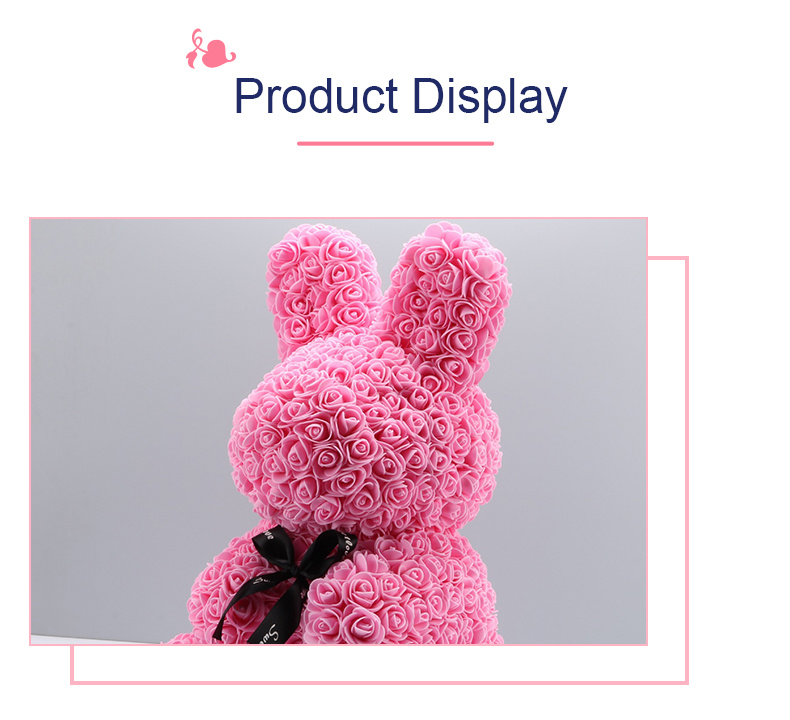 Romantic Foam Flower 42cm Rabbit Rose Valentine Gift Girlfriend Anniversary Gift Rose Rabbit