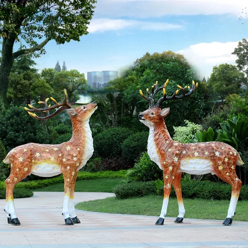 Outdoor Garden Sculpture Resin Customized Famous Animal Sculptures Model Life Size Figurine Resin Fawn Garden Animal