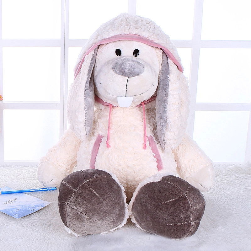 Hot Sale Amazon Wholesale Animal Plush Toy White Long Ear with Hat Plush Bunny Rabbit Toy