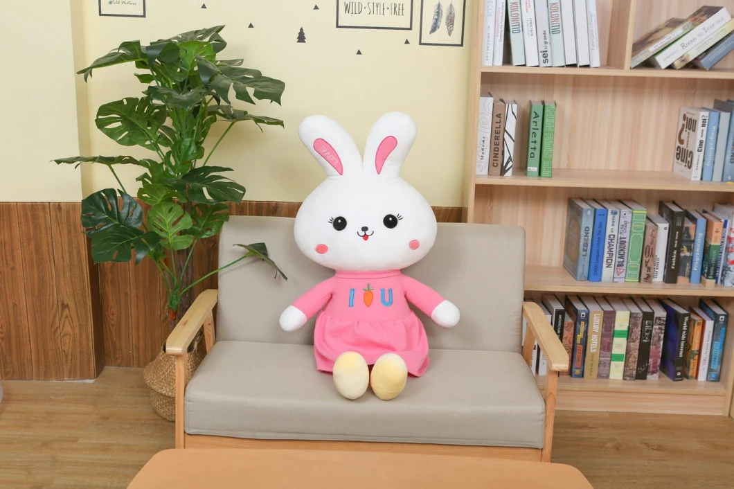 Adorable Design Soft Stuffed Rabbit Wearing Skirt Plush Rabbit with Cute Face